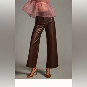 NWT Maeve The Colette Cropped Wide leg Trouser in Chocolate Vegan Leather